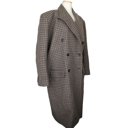Balenciaga Multi-Check Asymmetric Oversized Wool Long Coat 38 26810673