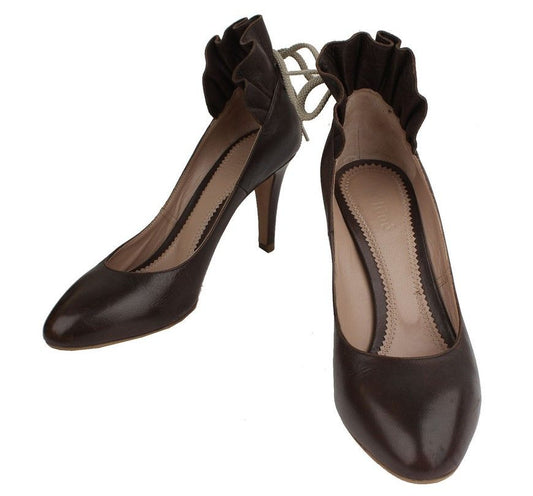 CHLOE Schokoladenbraune Rüschenschnürpumps 240 26810776