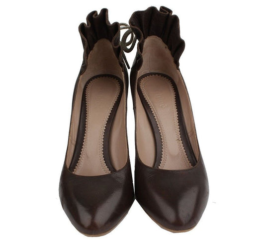 CHLOE Schokoladenbraune Rüschenschnürpumps 240 26810776