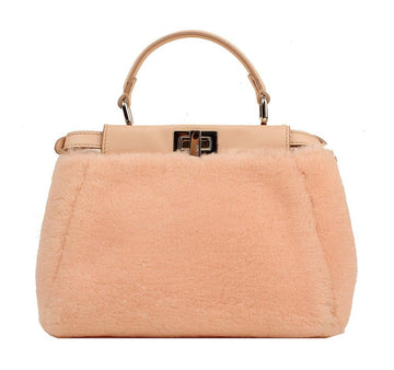 FENDI Peekaboo Baby Pink Trockenpelz Silber Mini Crossbody 12345 26810965