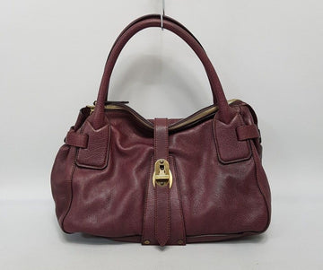 Burberry Burgundy Leather Tote Shoulder Bag 26917792