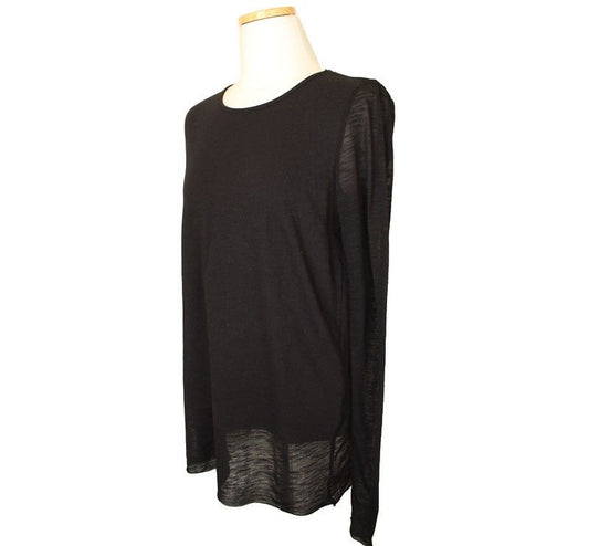 Theory Black Long Sleeve Sheer Top SP 66 26807215
