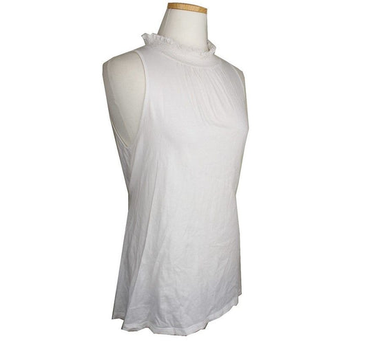 Theory White Crinkled Neck Ribbon Sleeveless Top 2 26807381