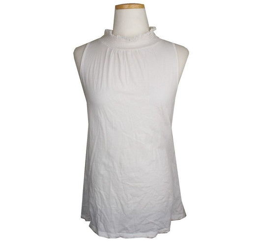 Theory White Crinkled Neck Ribbon Sleeveless Top 2 26807381