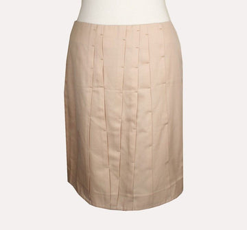 MAXMARA Goldbeige gestickter Faltenrock aus Baumwollseide 38 26809379