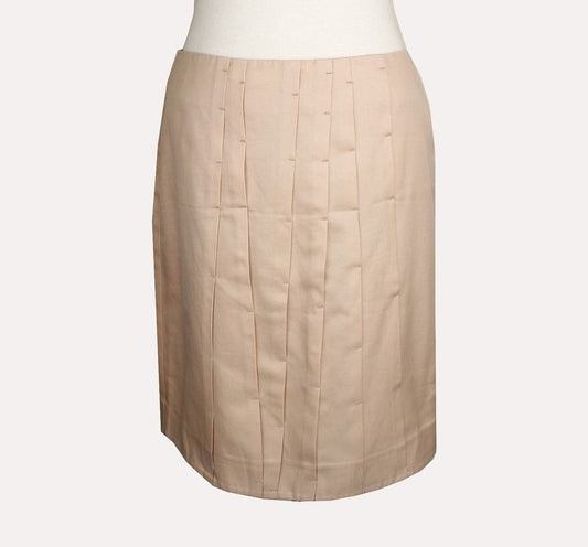 MaxMara Gold Beige Stitched Pleated Cotton Silk Skirt 38 26809379
