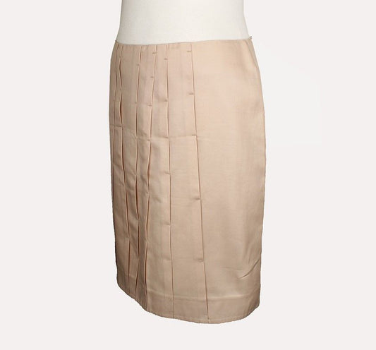 MaxMara Gold Beige Stitched Pleated Cotton Silk Skirt 38 26809379