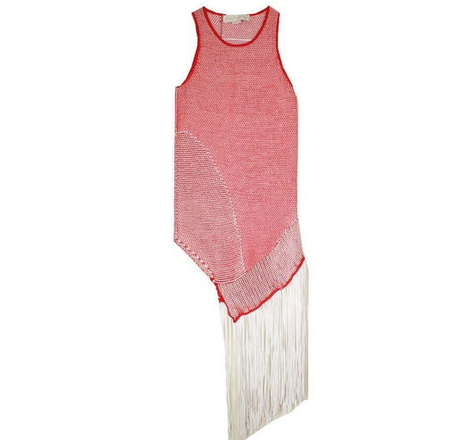 STELLA MCCARTNEY レッドノースリーブフリンジワンピース 33~44 26809764