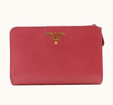PRADA ローズピンク サフィアーノ ゴールド装飾 中財布 26811236