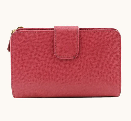 Prada Rose Pink Saffiano Gold-Tone Medium Wallet 26811236