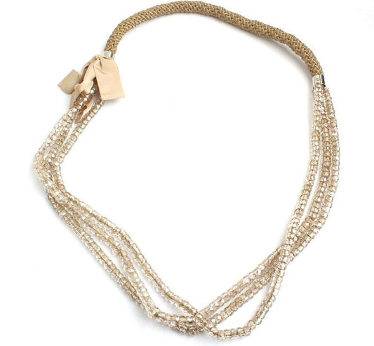 MaxMara Woven Fabric Crystal Necklace 26811677