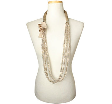 MaxMara Woven Fabric Crystal Necklace 26811677