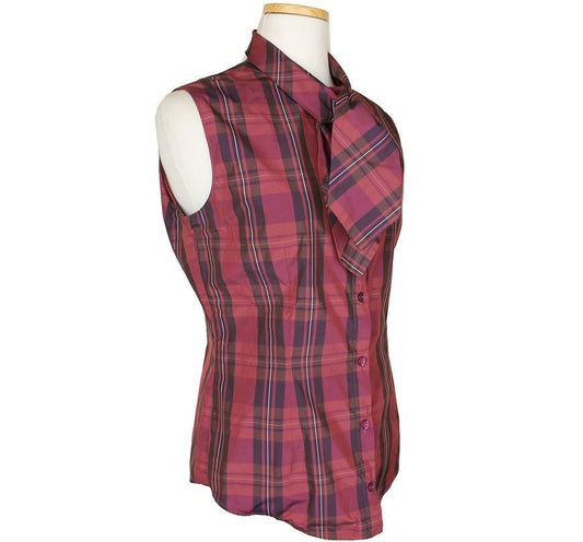 Moschino Purple Check Ruffled Sleeveless Top 55 26809249