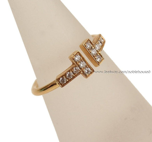 Tiffany & Co 18K Rose Gold T-Wire Ring with 12P Diamonds 10.75 31093851