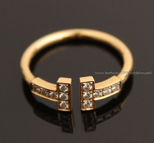 Tiffany & Co 18K Rose Gold T-Wire Ring with 12P Diamonds 10.75 31093851