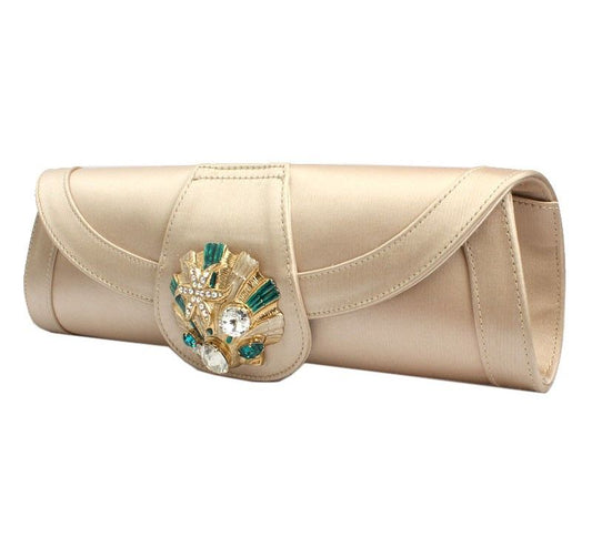 BLUMARINE ベージュ ジュエル シルク クラッチ 26811182