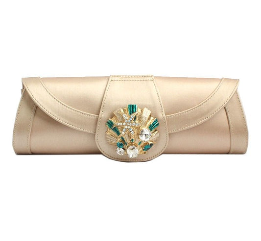 BLUMARINE ベージュ ジュエル シルク クラッチ 26811182