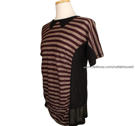 Sonia Rykiel Black & Burgundy Stripe T-shirt 55.5 26807391
