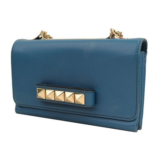 VALENTINO ババブーム ブルー シルバーチェーン フラップ クロスボディバッグ 26811528