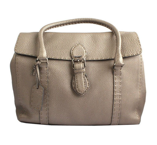 Fendi Selleria Silver Leather Flap Tote 26811383