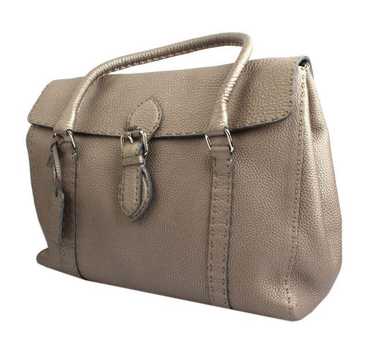 Fendi Selleria Silver Leather Flap Tote 26811383