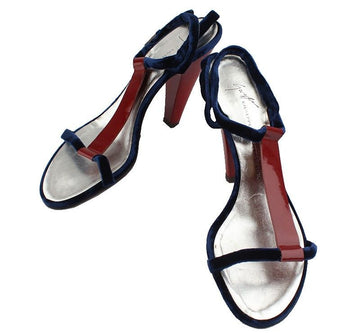 Giuseppe Zanotti Giuseppe Blue Velvet Strap Cherry Red Sandals 37 26810825