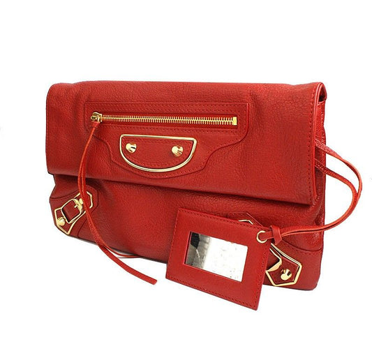 BALENCIAGA レッド ゴールド フォーカス クラッチ・クロスボディバッグ 30554103