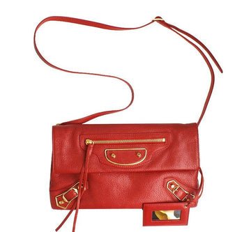 BALENCIAGA Rote Goldene Motor Clutch und Crossbody Tasche 30554103
