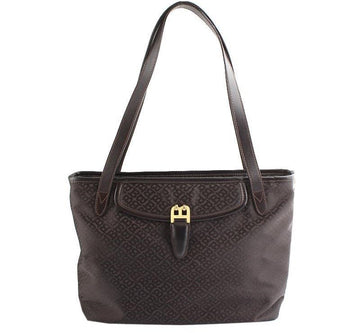 Bally Dark Brown Logo Fabric Gold-Tone Shoulder 12345 26811223