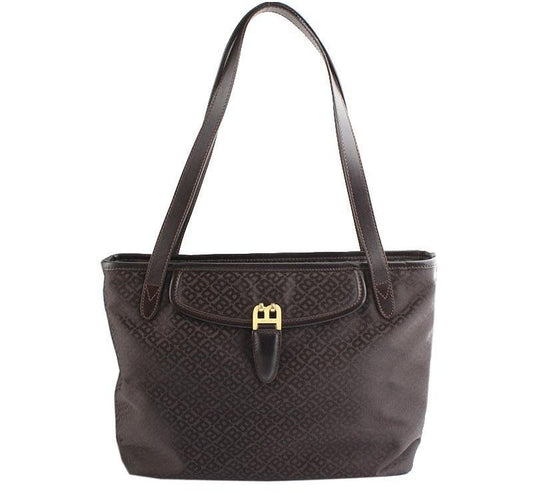 BALLY ダークブラウンロゴファブリックゴールドショルダー 26811223