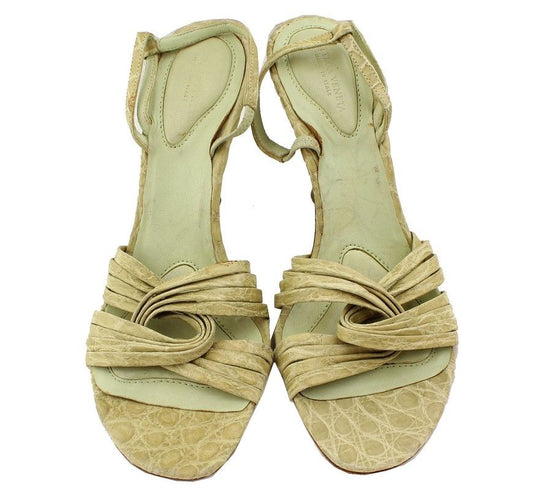 BOTTEGA VENETA Lindgrünes Muster Twist-Strip Slingback 36 26810855