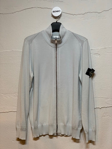 STONE ISLAND ホワイトニットジップアップ 5415112620 17957784