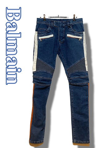 BALMAIN ホワイトステッチデニムパンツ5566634304 19443701