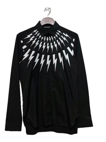 NEIL BARRETT Schwarzes Weiß Blitz Hemd 5751913842 25426531