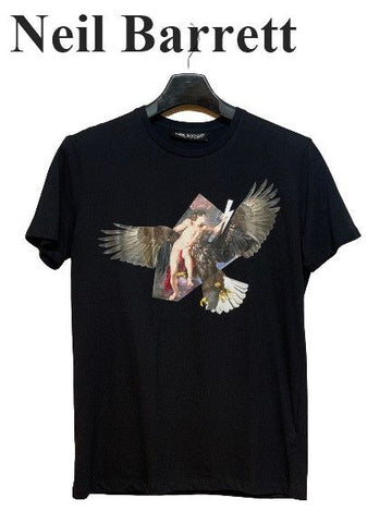 NEIL BARRETT ブラックヌードイーグルTシャツ メンズ 5592833632 24065506