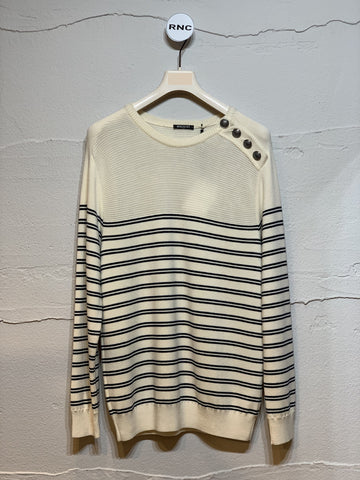 BALMAIN Weiße Streifen Strickwaren 5456584428 18382259