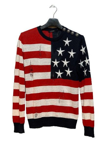 BALMAIN レッド ホワイト ストライプ ニット レディース 5663463067 24661638