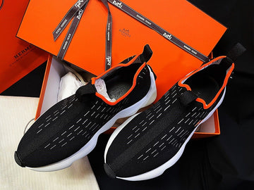 HERMES Schwarze Orange Éclair Sneakers 6597823359 30615432