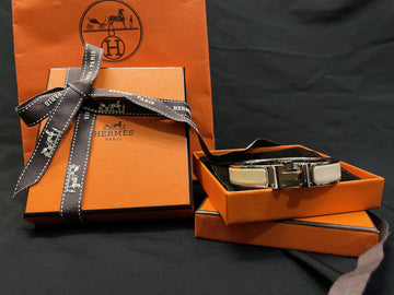 HERMES Beige Clickash PM Silberarmband 6096948864 27616125