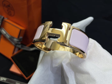 HERMES ピンククリッククロックHローズゴールドブレスレット 6099871109 27625797