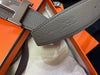 HERMES Silberne klassische schwarze graue Wende-Gürtel Herren 6577469619 30534408 [P]