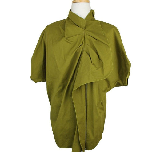 Lanvin Collection Olive Green Frill Zip-Up Top 26807212