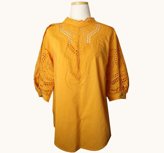 MINE Mustard Outsole Punch Lace Asymmetric Top 55 26809188