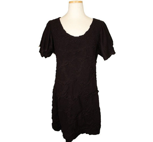 ISSEY MIYAKE イセイ A.POC ダークブラウン 立体しわ飾り コットンニットワンピース 55 66 26809484