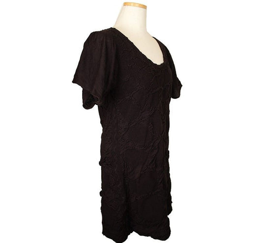ISSEY MIYAKE イセイ A.POC ダークブラウン 立体しわ飾り コットンニットワンピース 55 66 26809484