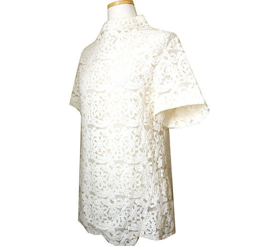 TIME Ivory Lace Short Sleeve Top 55 29256769
