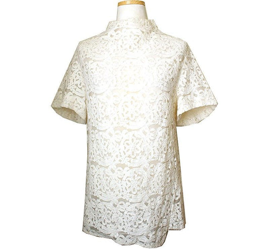 TIME Ivory Lace Short Sleeve Top 55 29256769