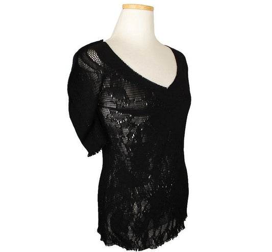 ISSEY MIYAKE Issey A.POC Black Punching Pattern Fringe Knit Top 2 26810029