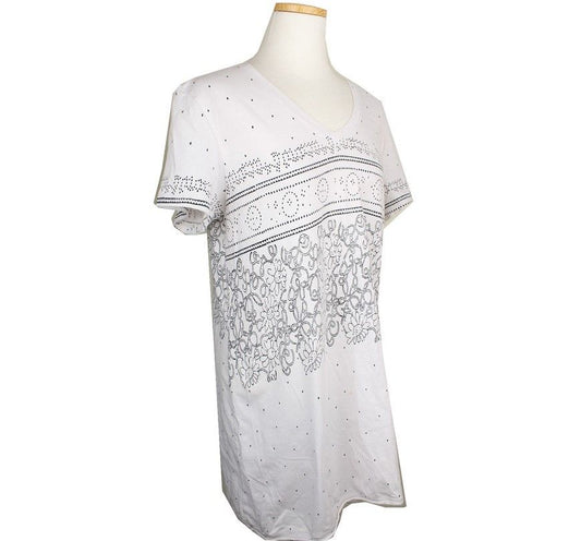 ISSEY MIYAKE Issey Heart White Print V-Neck Cotton T-Shirt 2 26807143