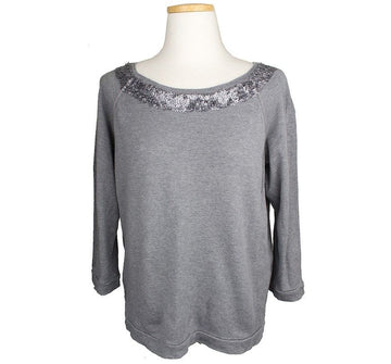 MAXMARA s ウィークエンド グレー シーケンスタイプ コットンシルク トップス S 26807654